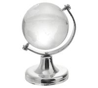 HOOWIFFY Globo Terráqueo de Cristal Plateado con Soporte Educativo para Escritorio, Decoración Elegante para Hogar y Tienda, Esfera Planeta Tierra Artesanal