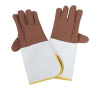 HOOWIFFY Guantes de Protección para Soldadura de Piel de Vaca y Lona, Resistentes Abrasión Superficie Antideslizante para Talleres y Parrillas, Diseño de Cinco Dedos Color Aleatorio