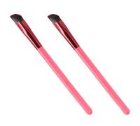 HOOWIFFY Kit 2 Brochas para Cejas en Ángulo Pinceles de Maquillaje Mango de Gel Grande Pelo Marrón Brocha Correctora Cuadrada para Uso Profesional y Diario