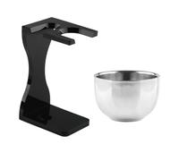HOOWIFFY Kit de Afeitado para Hombre Tazón de Jabón de Afeitar de Acrílico y Soporte de Acero Inoxidable para Mantener el Cepillo Seco y Ordenado Cuidado Diario