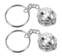 HOOWIFFY Llavero de Aleación de Zinc y Plástico Retro de Bola de Discoteca Plata 2piezas , Colgante Multifunción para Bolso o Ceremonia de Graduación