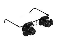 HOOWIFFY Lupa de Cabeza Luz LED Ajustable con Aumento 20x y Almohadillas Móviles, Material Plástico y Metal Negro para Reparación de Relojes y Joyería