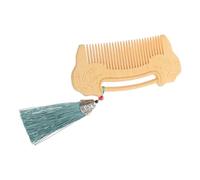 HOOWIFFY Peine de Madera Natural para Cabello y Bigote con Diseño Tallado Ruyi, Dientes Finos para Masaje y Cuidado, Promoviendo Salud y Relajación para Mujeres y Hombres