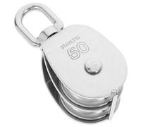 HOOWIFFY Polea para Manejo de Materiales Doble de 50 Mm de Acero Inoxidable Capacidad Máxima 400 Kg, Resistente y Silenciosa para Montaje en Pared o Techo