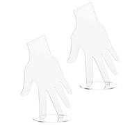 HOOWIFFY Soportes para Exhibición de Pulseras y Anillos Acrílicos Transparentes, Organizador de Joyas de Mano Base Plana, Set de 2 Piezas para Almacenamiento Seguro y Ordenado