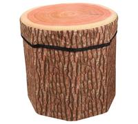 HOOWIFFY Taburete Plegable de Almacenamiento con Tapa, Tablero de Densidad y Felpa, Diseño Creativo en Forma de Tronco de Madera para Sala de Estar Moderna