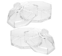 HOOWIFFY Tarros de Cristal Decorativos Retro Europeos 2 Piezas, Recipientes de Vidrio Transparentes con Tapa para Almacenamiento de Aperitivos y Joyería, Tamaño Compacto para Hogar y
