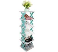 HOOWIFFY Zapatero Apilable de 6 Niveles Pequeño, Estante Organizador para Zapatos Color Azul Claro, Almacenamiento Multiusos para Entrada, Armario y Dormitorio, Estante para Guardar