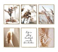 HoozGee Juego de 6 lienzos minimalistas botánicos para decoración de pared con plantas y flores secas, para sala de estar, dormitorio, decoración del hogar