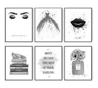 HoozGee Póster de decoración de pared de moda gris plateado brillante, impresiones artísticas de pared atractivas, labios hermosos, libro de perfume, tacones altos (11 x 14 pulgadas sin marco)