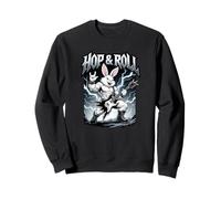 Hop and Roll Heavy Metal Bunny Rabbit Guitarra Eléctrica Rocker Sudadera