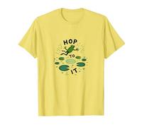 Hop To It: Leaping Frog Motivational Pond Life Camiseta, Hombre, Limón, S