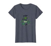Hop To It: Leaping Frog Motivational Pond Life Camiseta, Mujer, Azul Jaspeado, S