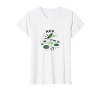 Hop To It: Leaping Frog Motivational Pond Life Camiseta, Mujer, Blanco, S