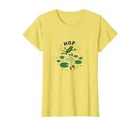 Hop To It: Leaping Frog Motivational Pond Life Camiseta, Mujer, Limón, S