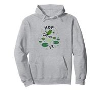 Hop To It: Leaping Frog Motivational Pond Life Sudadera con Capucha, Unisex para Adultos, Gris Jaspeado, S