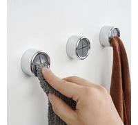 HOPAISH 3 soportes para paños de cocina autoadhesivos, ganchos redondos para paños de cocina para colgar en la pared, soporte de cocina con ventosa para toallas, trapos, guantes, bolsos, no requiere