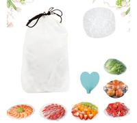 HOPASRISEE Reusable Fresh Keeping Bags/200p, Reusable Plastic Wrap, Reusable Fresh Keeping Bags/200PCS, Disposable Plastic Wrap Cover, Reusable Fresh Keeping Bags with Elastic (100pcs)