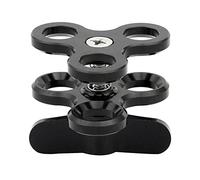 Hopbucan Abrazadera de bola de 3 agujeros para luces de buceo, brazo de bola de mariposa, soporte de montaje para cámara de acción, linterna, trípode, color negro