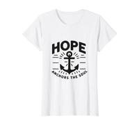 Hope Anchors The Soul Christian Faith - Cita inspiradora Camiseta gráfica económica, Mujer, Blanco, M