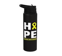 Hope Childhood Cancer Awareness Ribbon Men Women Kids Stainless Steel Insulated Water Bottle