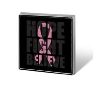 Hope Fight Believe - Breast Cancer Brooch Pins for Women Men Square Collar Lapel Pins Coat Jacket Accessories