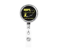 Hope for A Cure - Carrete de metal resistente para concientización sobre el cáncer infantil, soporte retráctil para insignia con clip para cinturón para titular de tarjeta de nombre clave, empleado, m