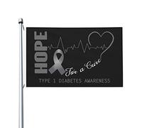 Hope For A Cure Tipo 1 Banderas de concientización sobre la diabetes 3x5 pies Bandera de decoración al aire libre Bandera ligera Banderas de fiesta en casa Patio 3x5 Banderas