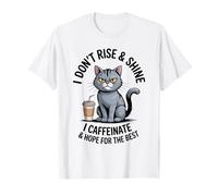 Hope For The Best Coffee Cat Morning Cafeine Lover Grumpy Camiseta