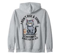 Hope For The Best Coffee Cat Morning Cafeine Lover Grumpy Sudadera con Capucha