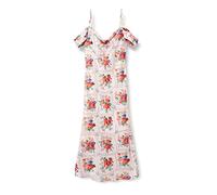 Hope & Ivy The Valetta Cowl Front Satin Midi Dress with Cami Strap and Pleated Bardot Sleeve Vestido para ocasión Especial, Pink, 40 para Mujer