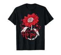 Hope Love Cure Red Ribbon Red Sunflower para concientizar sobre el SIDA Camiseta