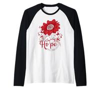 Hope Love Cure Red Ribbon Red Sunflower para concientizar sobre el SIDA Camiseta Manga Raglan