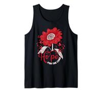 Hope Love Cure Red Ribbon Red Sunflower para concientizar sobre el SIDA Camiseta sin Mangas