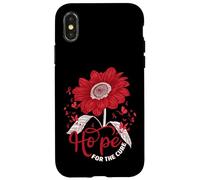 Hope Love Cure Red Ribbon Red Sunflower para concientizar sobre el SIDA Carcasa para iPhone X/XS