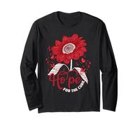 Hope Love Cure Red Ribbon Red Sunflower para concientizar sobre el SIDA Manga Larga