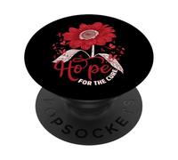 Hope Love Cure Red Ribbon Red Sunflower para concientizar sobre el SIDA PopSockets PopGrip Adhesivo
