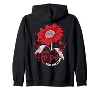 Hope Love Cure Red Ribbon Red Sunflower para concientizar sobre el SIDA Sudadera con Capucha