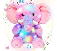 Hopearl Colorido LED Musical de Peluche con Forma de Elefante de Peluche con Forma de Elefante con regulación de Volumen, canción de Cuna, calmante Animada, Fiesta de cumpleaños para niños pequeños