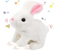 Hopearl Conejo Saltador Juguete electrónico Interactivo para Mascotas con Sonidos y Movimientos, Animado para Caminar, Orejas de contracción de Nariz, Regalo para cumpleaños de niños pequeños, Blanco