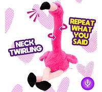 Hopearl Flamenco hablando repite lo que dices Juguete eléctrico interactivo animado Peluche amigo regalo para niños pequeños Cumpleaños Festival Vacaciones Rosa 33 cm