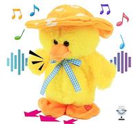 Hopearl Juguete de Pato Cantante Que Habla Repite lo Que Dices paseando, Juguete Animado eléctrico Interactivo, Regalo de Peluche para niños pequeños, Amarillo, 8 Pulgadas