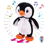 Hopearl Muñeca Que Habla Cantando Repite lo Que Dices, Juguete Animado Interactivo eléctrico, compañero de Peluche parlante, Fiesta de cumpleaños para niños pequeños, 19 cm (pingüino)