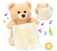 Hopearl Peek A Boo Bear con manta de seguridad interactiva repite lo que dices, juguete de peluche de peluche musical cantando hablando animal de peluche adorable animado eléctrico de cumpleaños, 11''