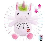 Hopearl Talking Unicorn Repite lo Que dices asentir eléctrico Interactivo Juguete Animado Hablando de Peluche Buddy Festival de cumpleaños para niños pequeños, 19 cm (Unicornio)