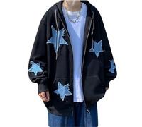 Hopecn Star - Sudadera con Capucha para Mujer y Hombre, diseño de Y2K, Estilo Grunge, de Gran tamaño, Estilo Punk, Ropa de Calle, Negro, Large