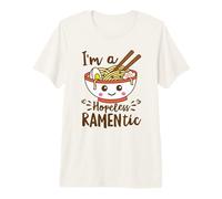 Hopeless Ramentic Lindo Kawaii Ramen Fideos Pun Texto Blanco Camiseta Premium