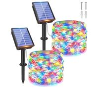 Hopelit 2 cadenas de luces solares para exteriores, alambre de cobre, 16 m, 160 LED, 8 modos, cadena de luces solares para exterior, resistente a la intemperie, jardín, balcón, árbol de Navidad