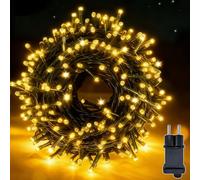 Hopelit - Guirnalda luminosa exterior, 20 m 200 LED, guirnalda luminosa de 8 modos, guirnalda luminosa impermeable IP44 LED para boda, cumpleaños, decoración de árbol de Navidad, color blanco cálido