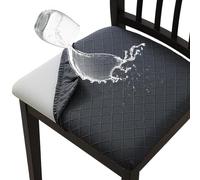 Hopelit Juego de 6 fundas para sillas de comedor de jacquard, con lámina de TPU, impermeables, extraíbles, lavables, elásticas, para sillas de cocina, restaurantes, rombos, gris oscuro